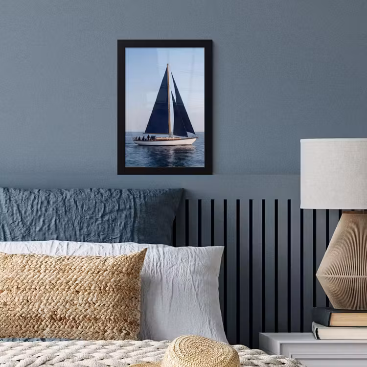 Zeilboot - Zee - Blauw fotolijst zwart zonder passe partout klein -sfeer3