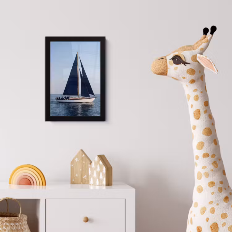 Zeilboot - Zee - Blauw fotolijst zwart zonder passe partout klein -usfeer4_kinderkamer