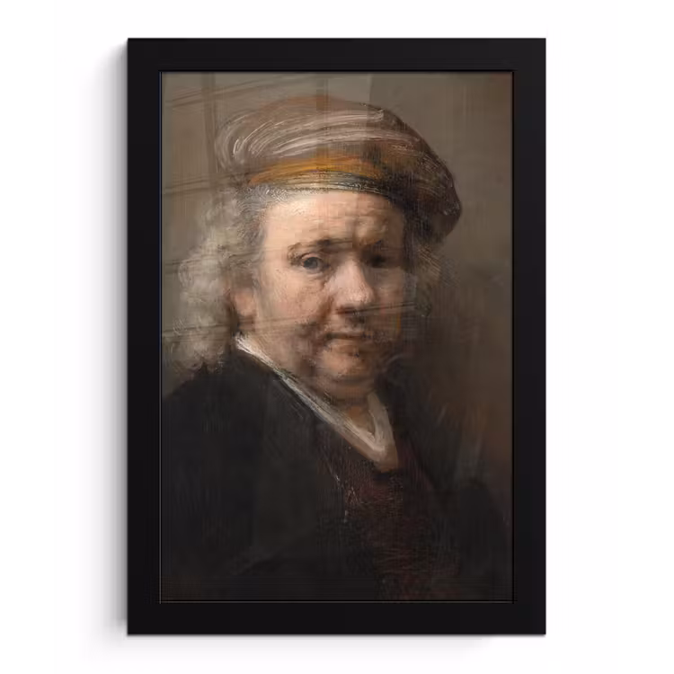 Zelfportret - Schilderij van Rembrandt van Rijn fotolijst zwart zonder passe partout klein -3d