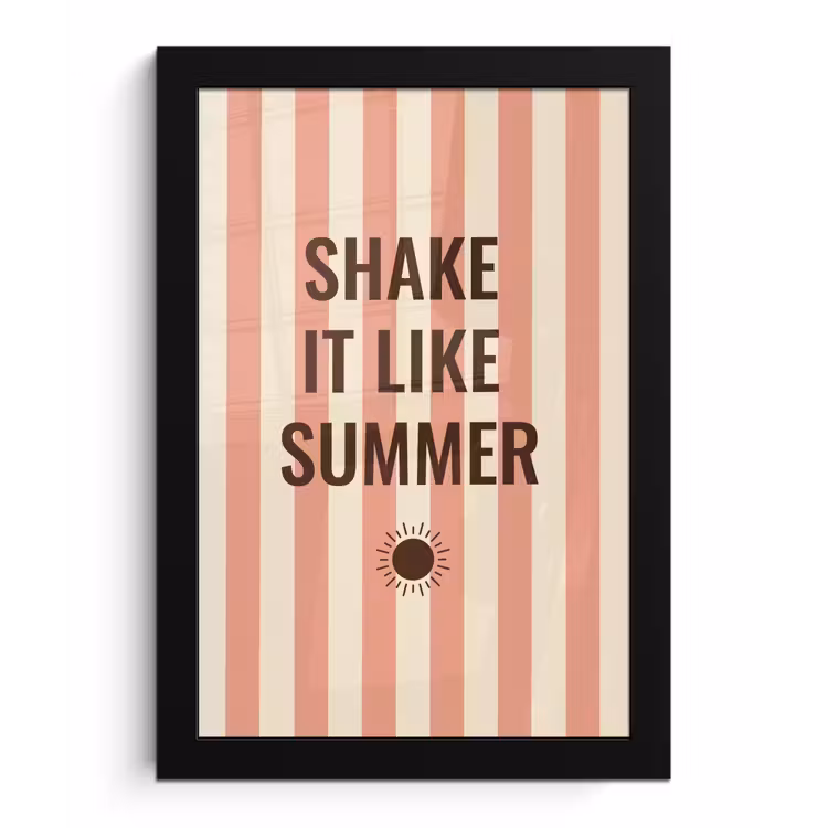 Zomer - Quote - Strepen fotolijst zwart zonder passe partout klein -3d