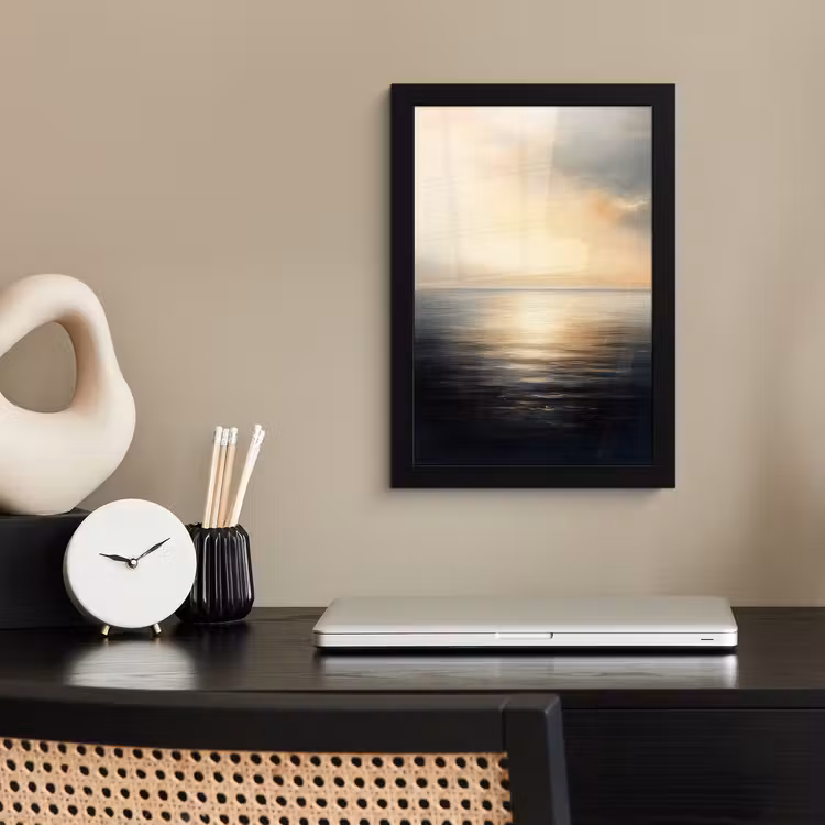 Zon - Horizon - Zee fotolijst zwart zonder passe partout klein -sfeer1