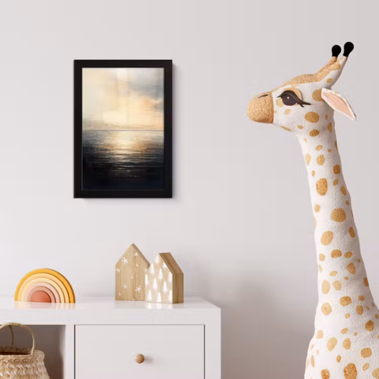Zon - Horizon - Zee fotolijst zwart zonder passe partout klein -usfeer4_kinderkamer