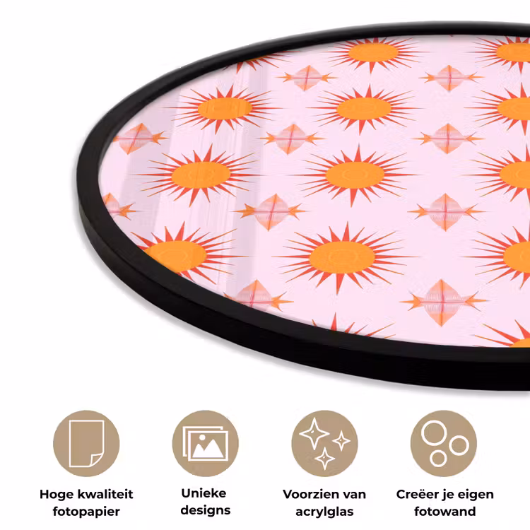 Zon - Patroon - Roze Fotolijst rond zonder passe partout klein 856 -closeup_NL