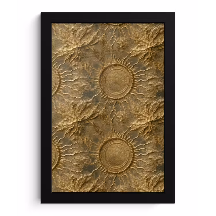 Zon - Reliëf - Antiek - Goud fotolijst zwart zonder passe partout klein 224 -3d
