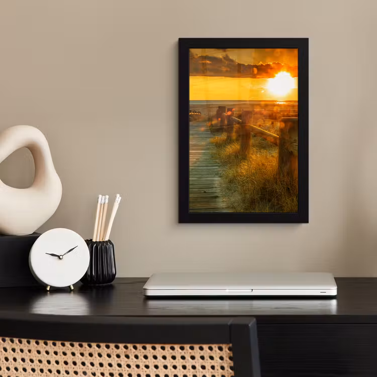 Zon - Strand - Duin - Horizon - Gras - Pad - Oranje fotolijst zwart zonder passe partout klein -sfeer1