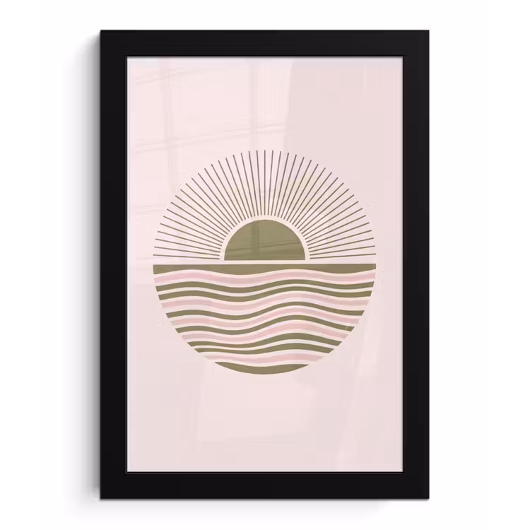 Zon - Zee - Abstract - Modern - Roze fotolijst zwart zonder passe partout klein -3d