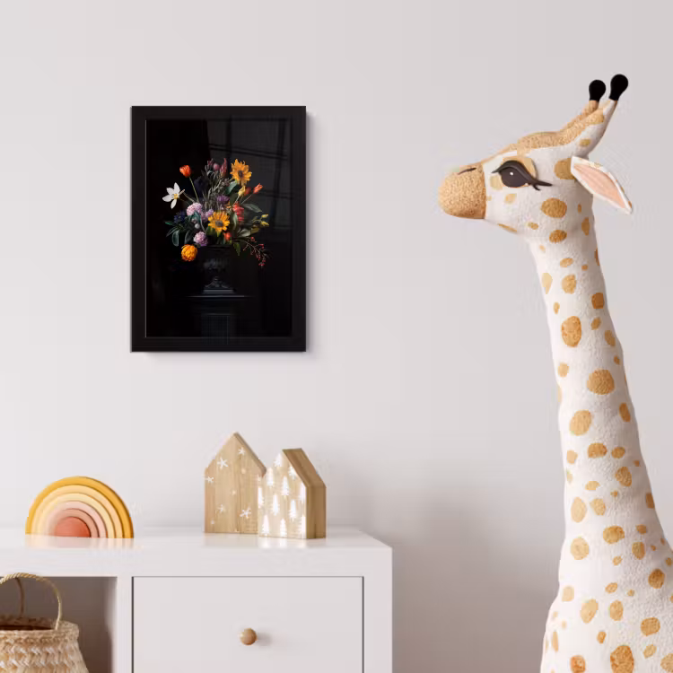Zonnebloemen - Boeket - Kleurrijk fotolijst zwart zonder passe partout klein -usfeer4_kinderkamer