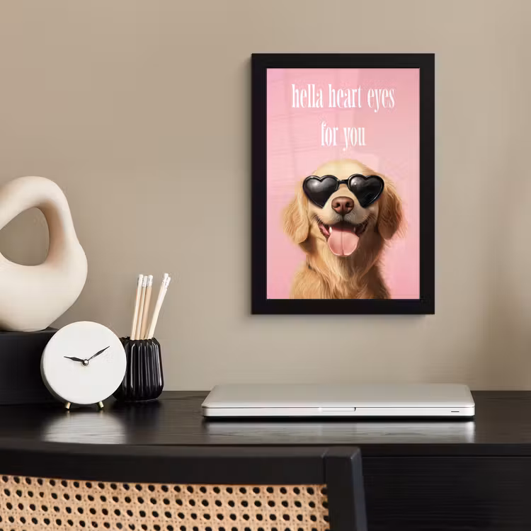 Zonnebril - Hartjes - Hond - Valentijn fotolijst zwart zonder passe partout klein -sfeer1