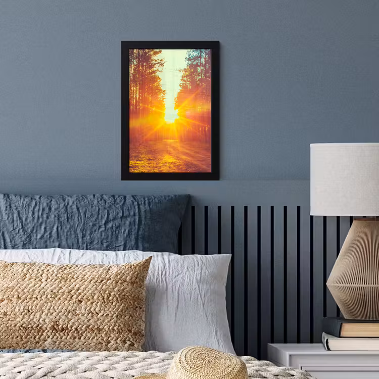 Zonsondergang - Bomen - Bos - Natuur fotolijst zwart zonder passe partout klein -sfeer3