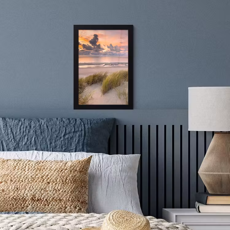 Zonsondergang - Duin - Strand - Planten - Zee fotolijst zwart zonder passe partout klein -sfeer3