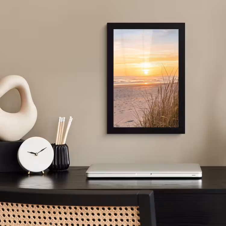 Zonsondergang - Duinen - Zee fotolijst zwart zonder passe partout klein -sfeer1