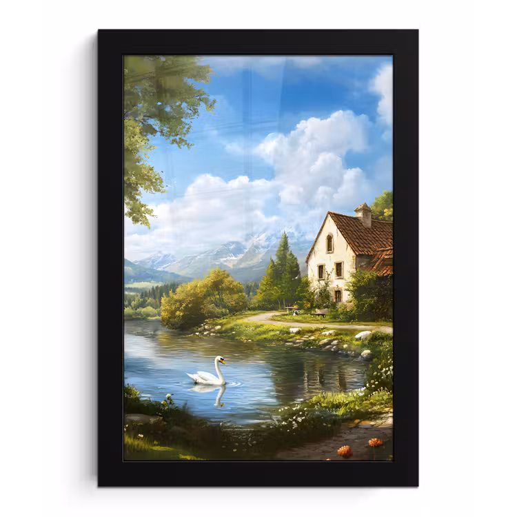 Zwaan - Bomen - Rust fotolijst zwart zonder passe partout klein -3d