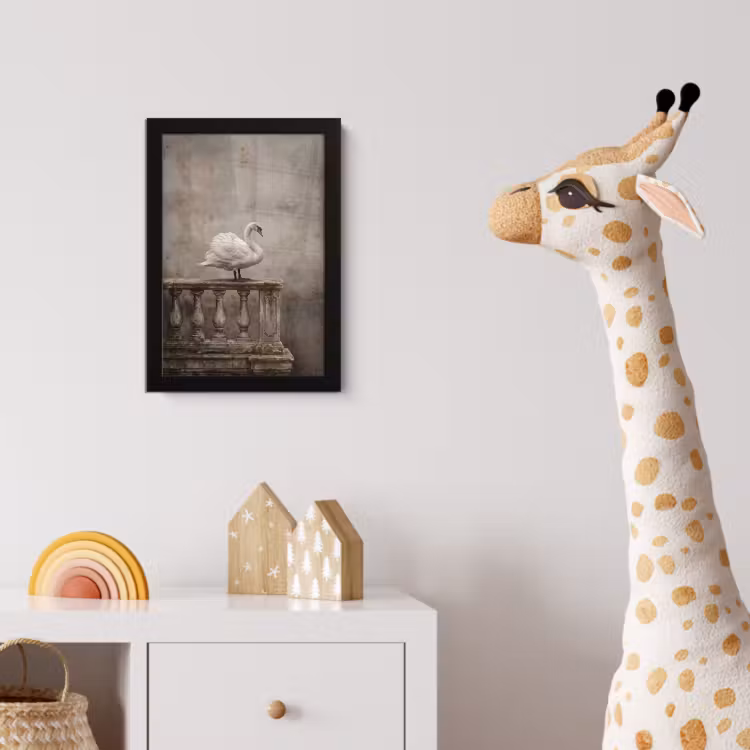 Zwaan - Elegant - Dieren - Wit fotolijst zwart zonder passe partout klein -usfeer4_kinderkamer