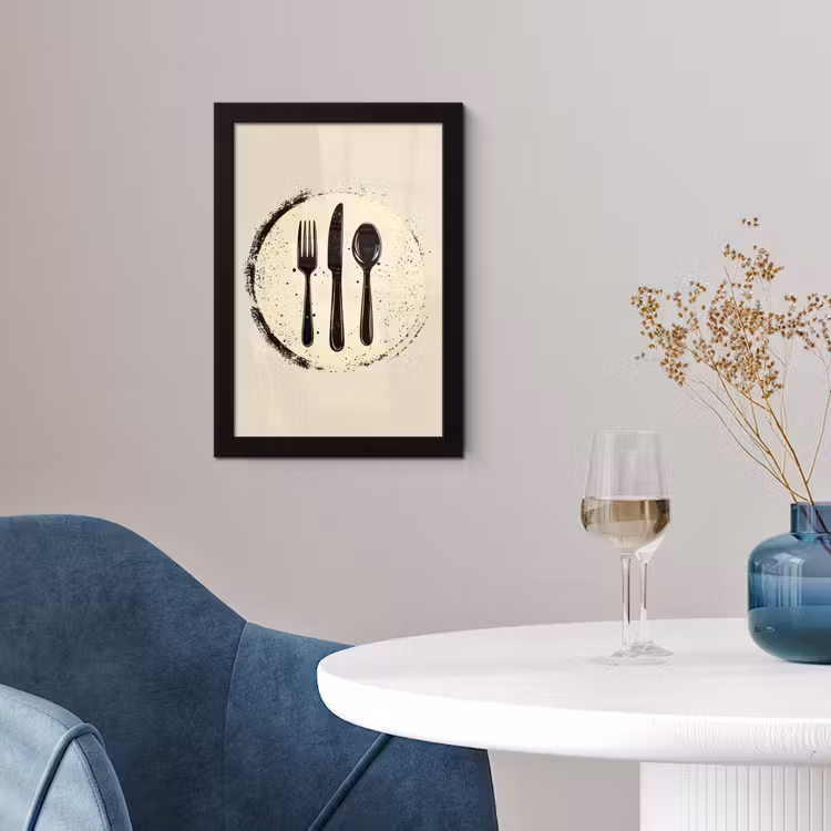Zwart - Bestek - Rondje fotolijst zwart zonder passe partout klein -sfeer4