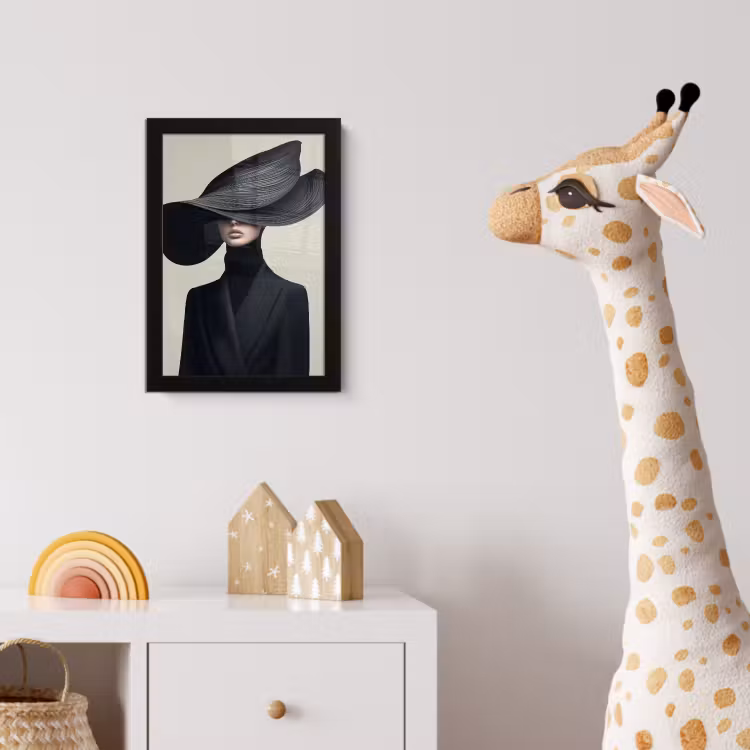 Zwart - Vrouw - Hoed fotolijst zwart zonder passe partout klein -usfeer4_kinderkamer