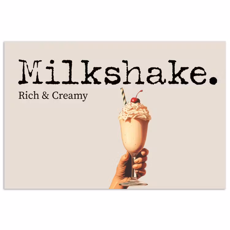 Milkshake - Kers - Rietje poster papier klein -3d