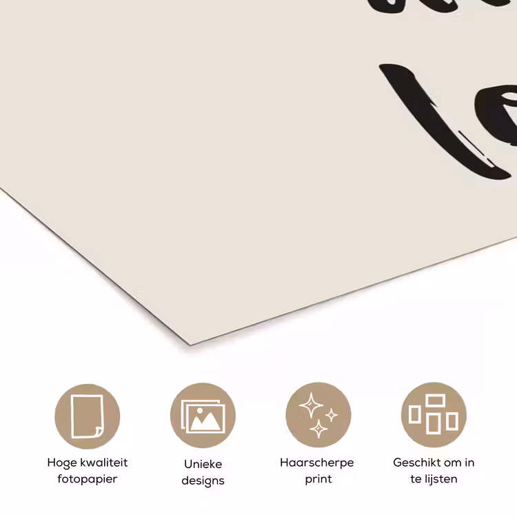 Minimalistisch - Beige - Love poster papier klein -closeup_NL