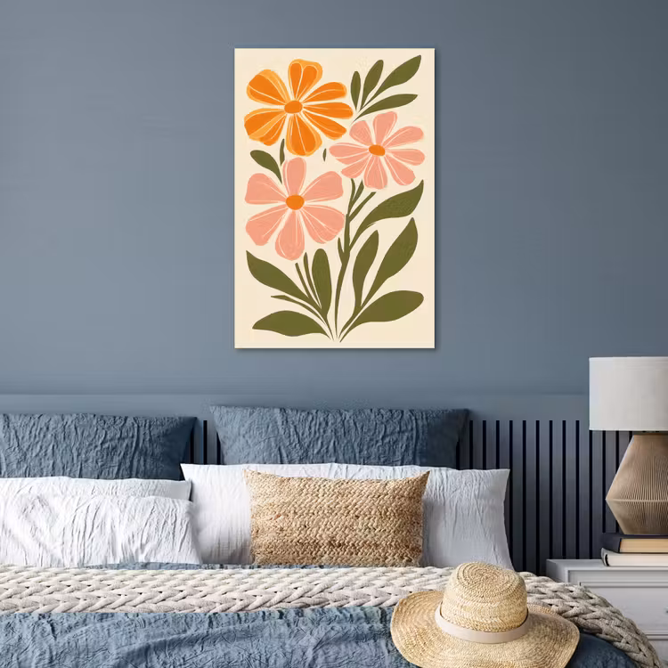 Minimalistisch - Bloemen - Bladeren - Roze poster papier middel -sfeer2