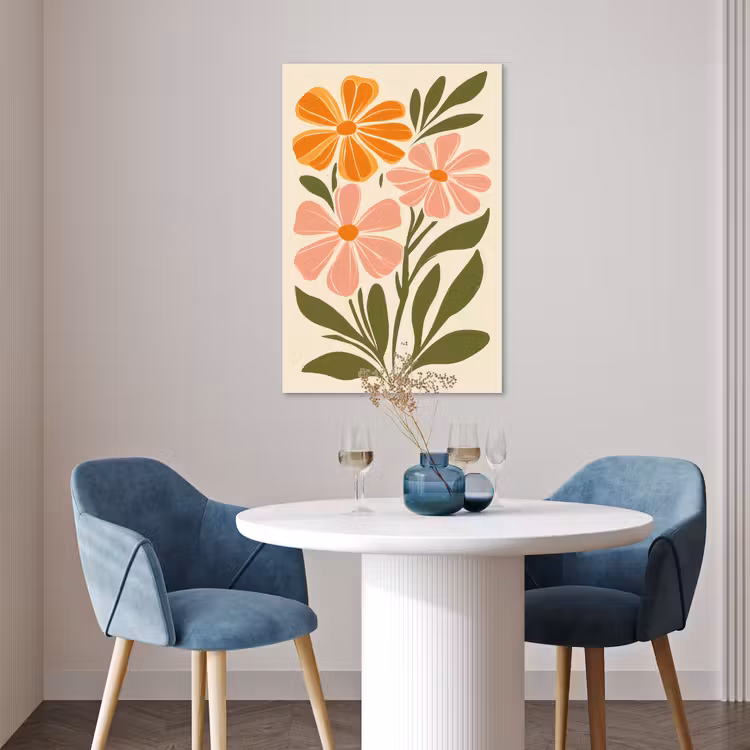 Minimalistisch - Bloemen - Bladeren - Roze poster papier middel -sfeer3