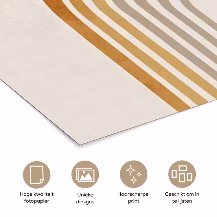 Minimalistisch - Boog - Lijnen - Beige poster papier klein -closeup_NL
