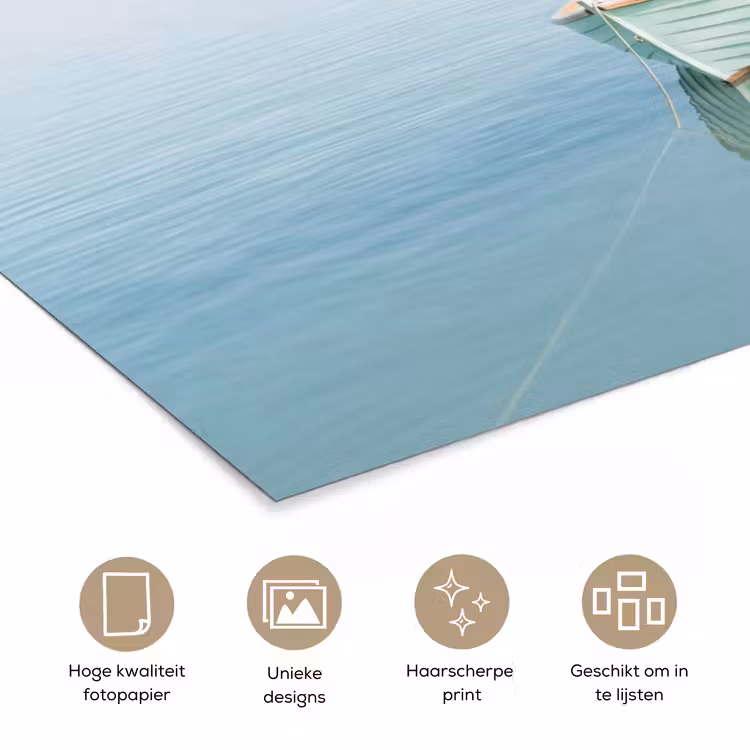 Minimalistisch - Boot - Zee poster papier klein -closeup_NL