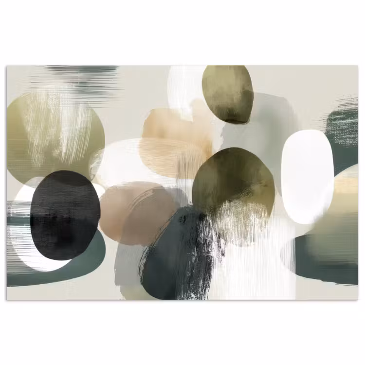 Minimalistisch - Cirkels - Penseelstreken - Beige poster papier klein -3d