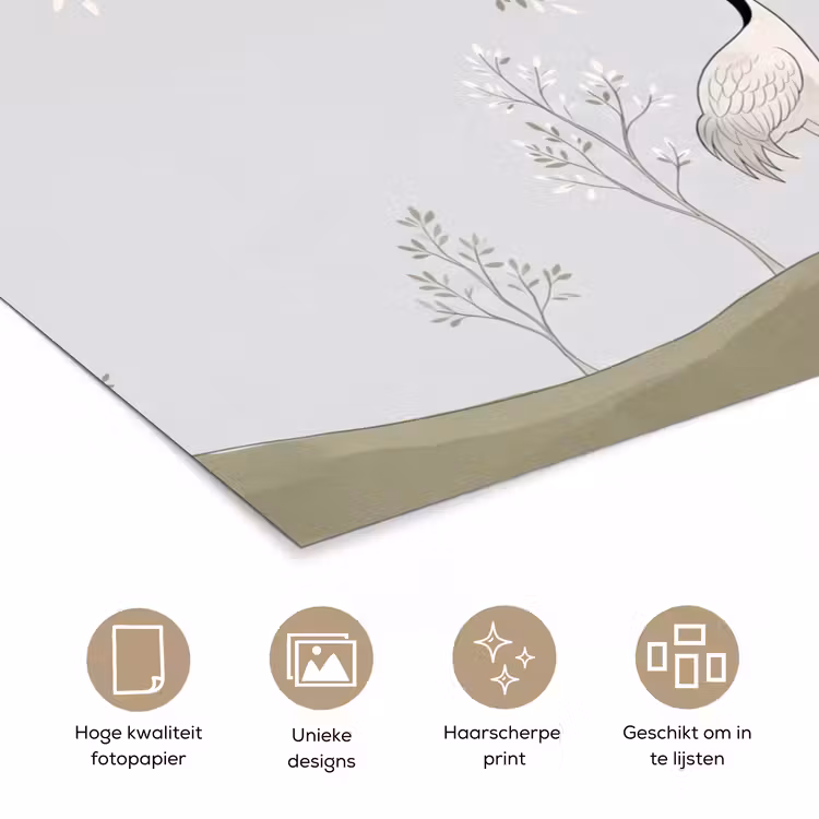 Minimalistisch - Kraanvogels - Blauw poster papier klein -closeup_NL