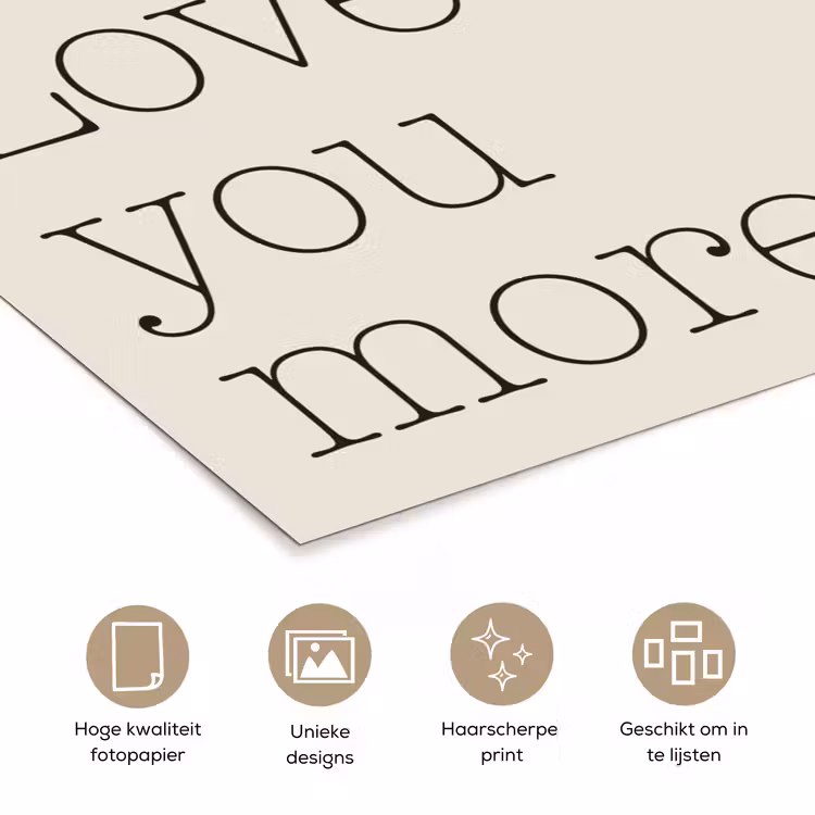 Minimalistisch - Love - Beige poster papier klein -closeup_NL