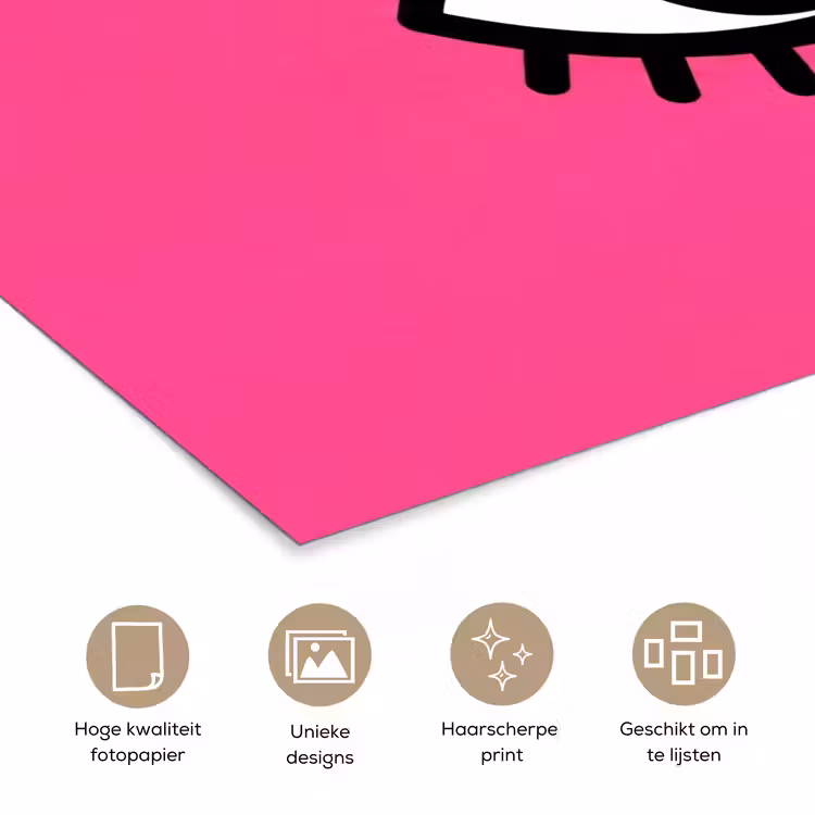 Minimalistisch - Oog - Roze poster papier klein -closeup_NL