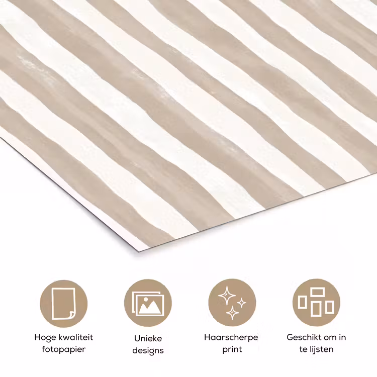 Minimalistisch - Strepen - Beige poster papier klein 62 -closeup_NL
