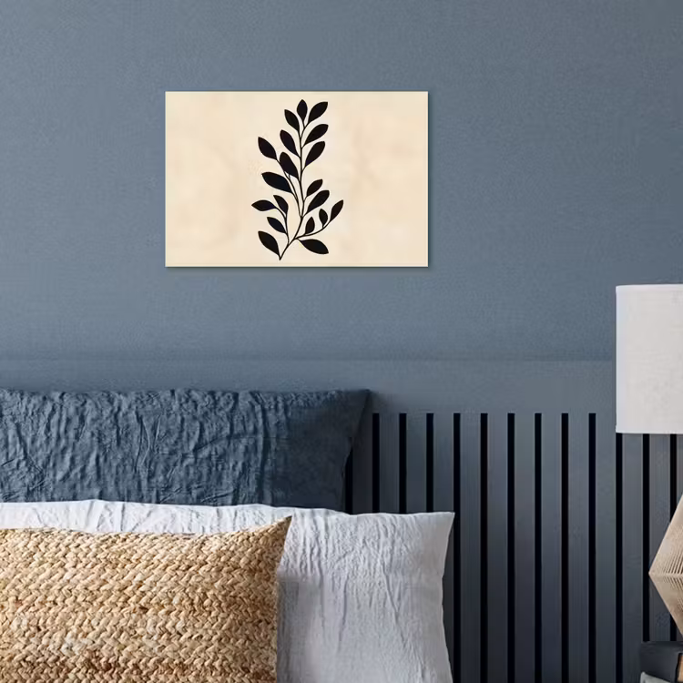 Minimalistisch - Tak - Bladeren - Zwart poster papier klein -sfeer2