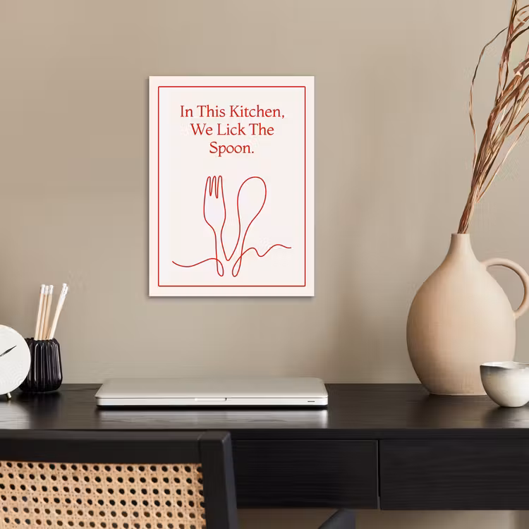 Minimalistisch - Vork - Lepel - Lijntekening poster papier klein -sfeer1