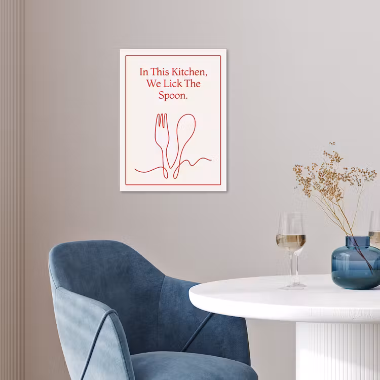 Minimalistisch - Vork - Lepel - Lijntekening poster papier klein -sfeer3