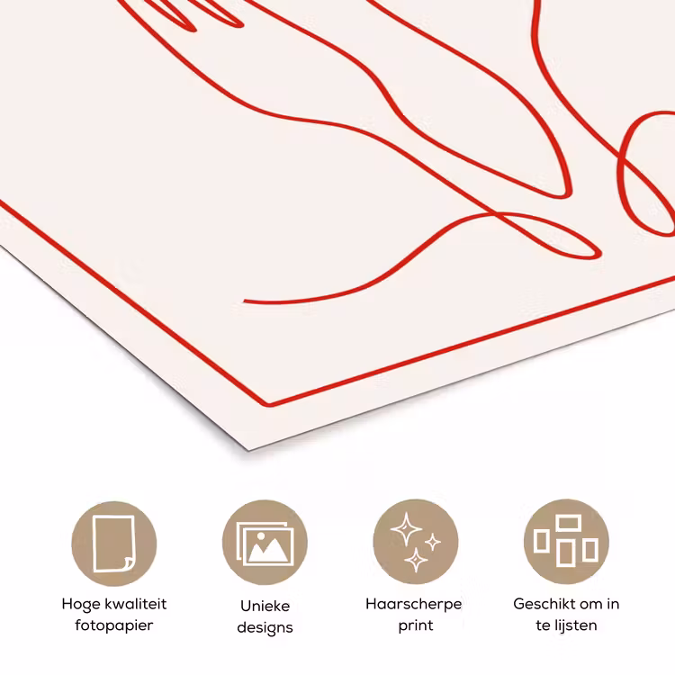 Minimalistisch - Vork - Lepel - Lijntekening poster papier klein -closeup_NL