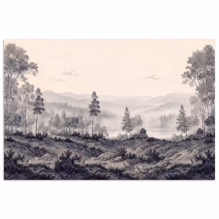 Mistig - Berglandschap - Illustratie poster papier klein -3d
