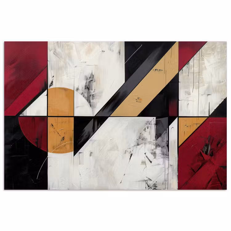 Modern - Abstract - Geometrisch - Rood - Industrieel poster papier klein -3d