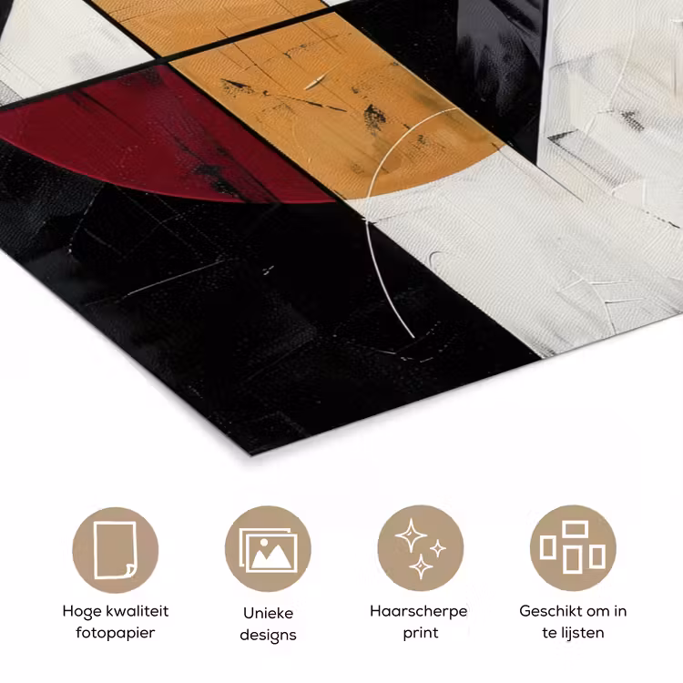 Modern - Abstract - Geometrisch - Rood - Industrieel poster papier klein -closeup_NL