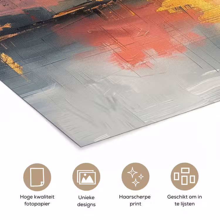 Modern - Abstract - Goud - Roze poster papier klein -closeup_NL