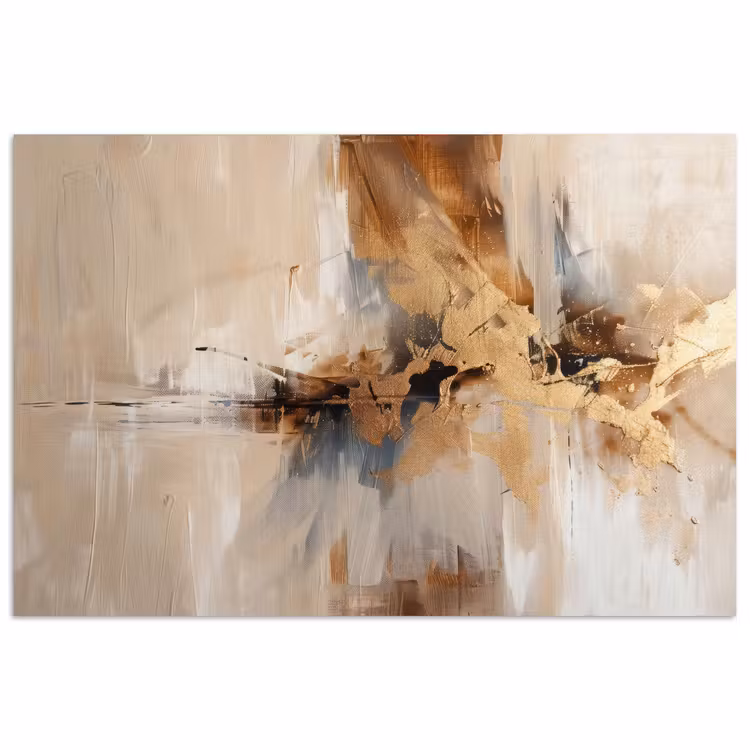 Modern - Bruin - Abstract - Beige poster papier klein -3d