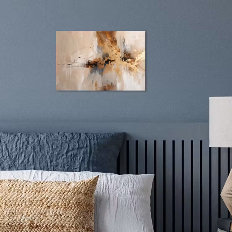Modern - Bruin - Abstract - Beige poster papier klein -sfeer2