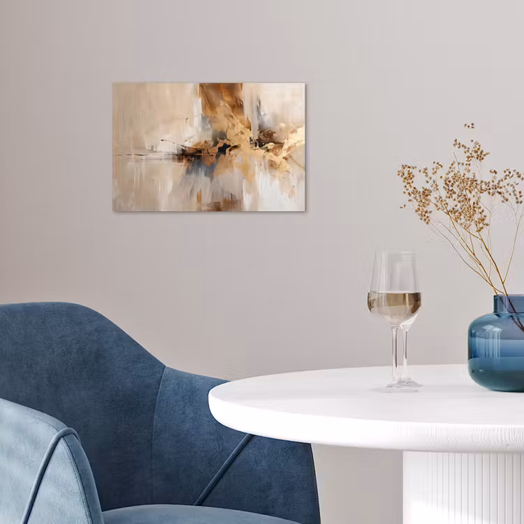 Modern - Bruin - Abstract - Beige poster papier klein -sfeer3