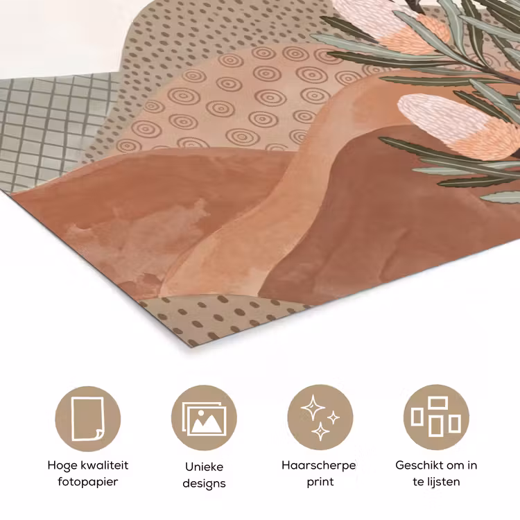 Modern - Heuvels - Terracotta poster papier klein -closeup_NL