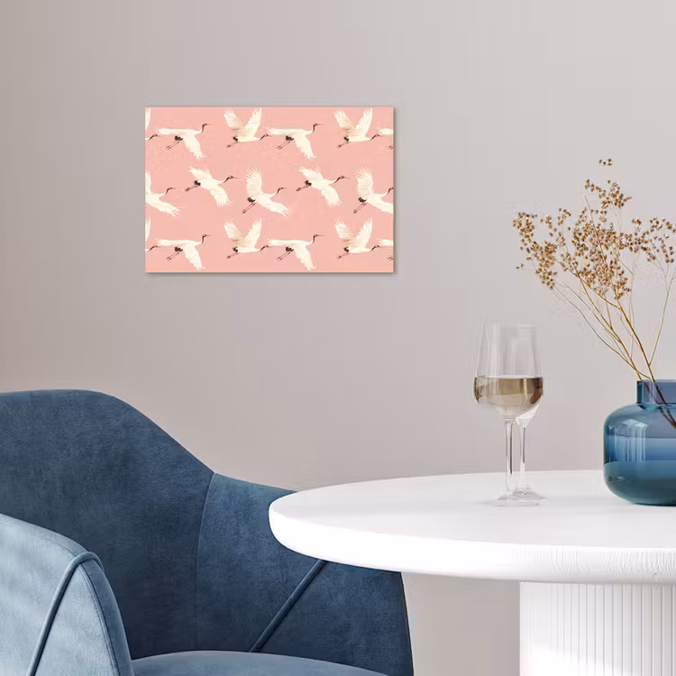 Modern - Kraanvogels - Roze poster papier klein 62 -sfeer3