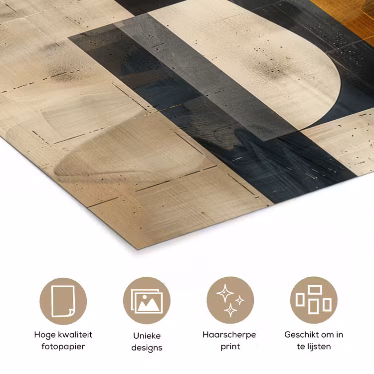 Modern - Kunst - Beige - Industrieel poster papier klein -closeup_NL