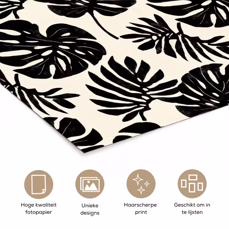 Modern - Monstera - Zwart poster papier klein 62 -closeup_NL