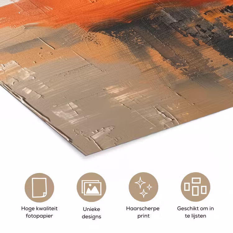 Moderne kunst - Abstract - Goud - Grijs poster papier klein -closeup_NL