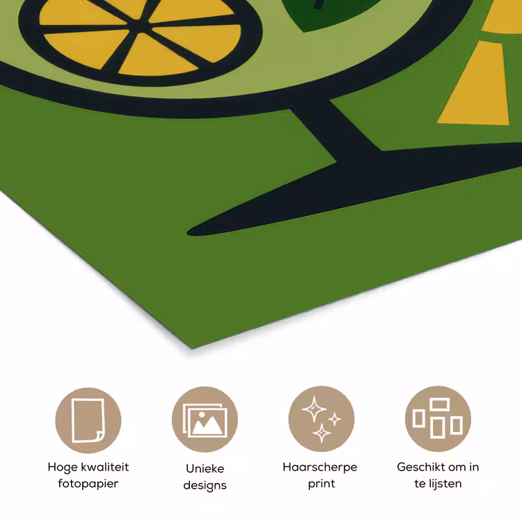 Mojito - Cocktail - Citroen - Groen poster papier klein -closeup_NL