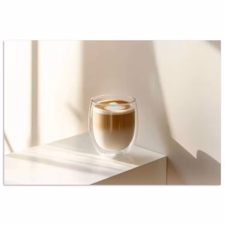 Mok - Latte - Minimalistisch - Schaduw poster papier klein -3d