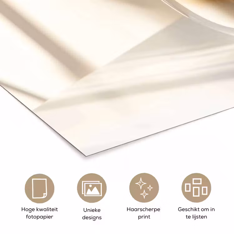 Mok - Latte - Minimalistisch - Schaduw poster papier klein -closeup_NL