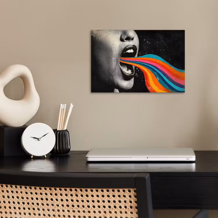 Mond - Golven - Regenboog poster papier klein -sfeer1